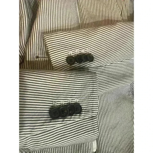 Veronica Beard Dickey Blazer Size 4 Jacket White Navy Stripe Single One-Button - Picture 5 of 6